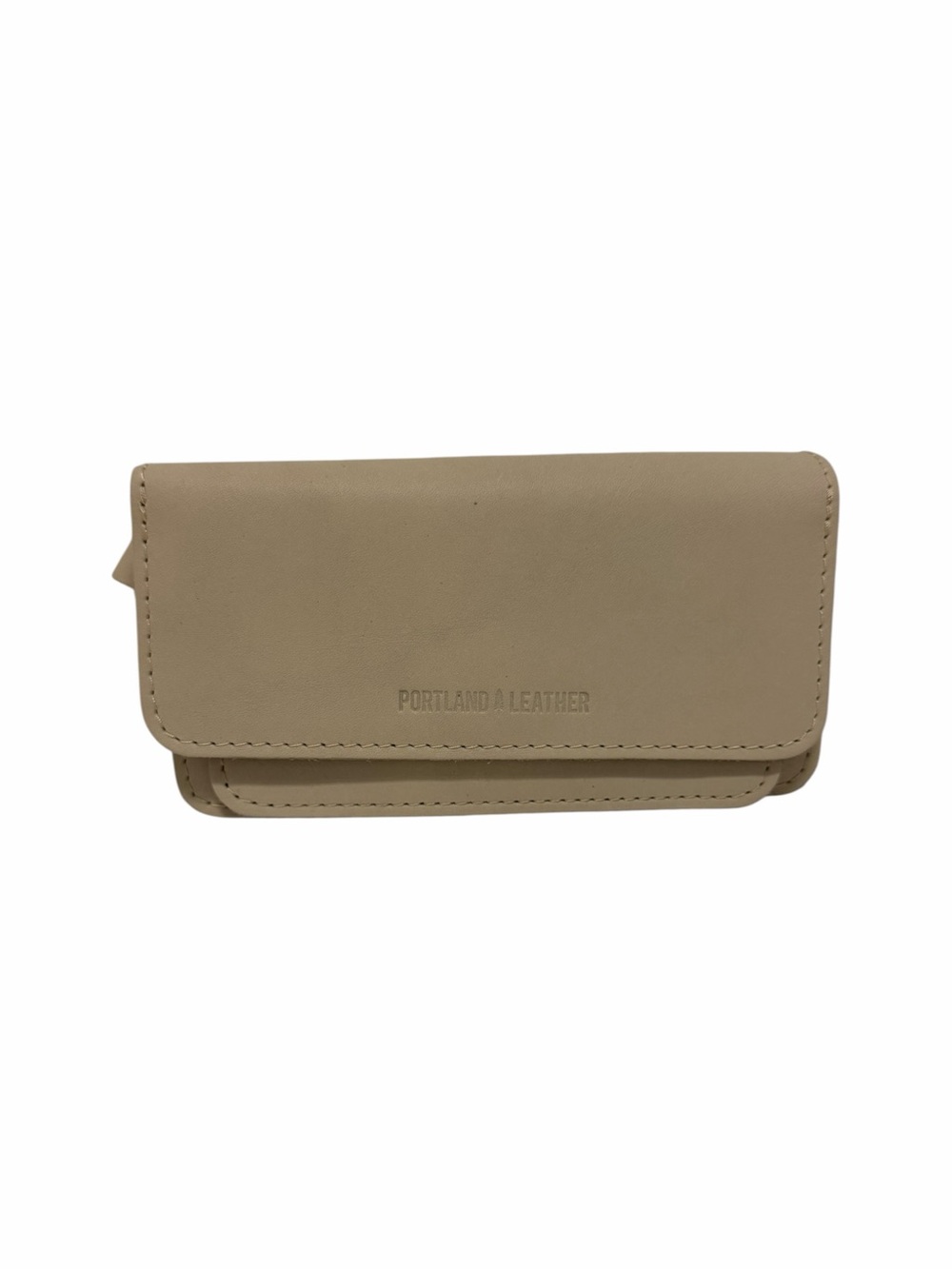 Portland Solid Beige Leather Wristlet